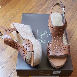 LAST CALL Franco Sarto Brown Wedge Sandals